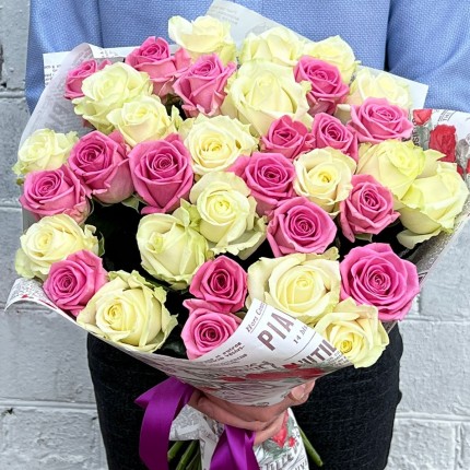 Букет "Розалита" из белых и розовых роз - заказать с доставкой в по Рошалю