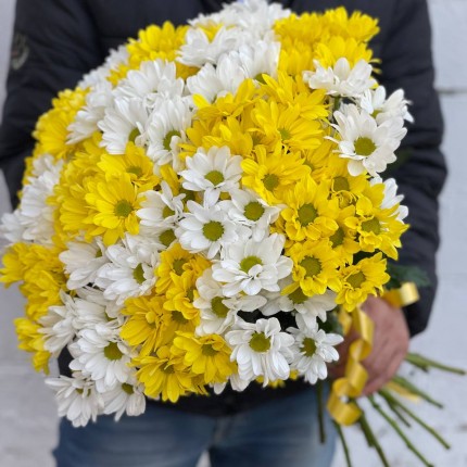 Букет из разноцветных хризантем - купить с доставкой в по Рошалю